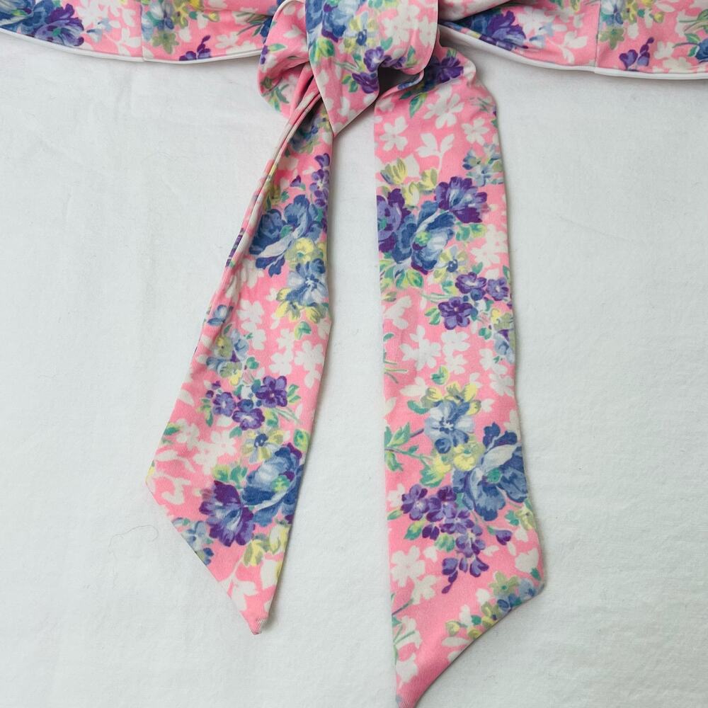 Love Shack Fancy Swim Palm Floral Ruffle Pink Bikini Top Sz Small Girly Coastal - Picture 6 of 12